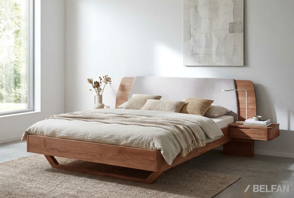 Кровать "Монблан" (с прикроватными тумбами) массив дуба 1