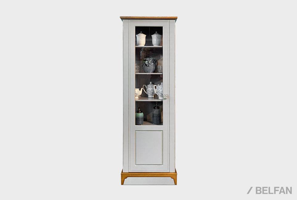 Шкаф с витриной 1-но дв. "Бриансон" (левый) массив и шпон дуба, МДФ 2