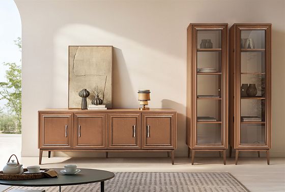 Витрина 1-но дв. "Сакраменто" (правая) массив и шпон дуба, МДФ 3