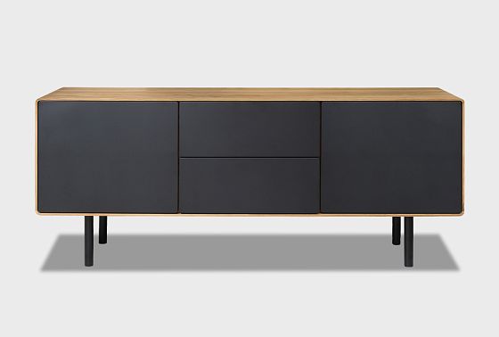 Тумба под ТВ высокая "Норман" 3 (с ящиками) массив дуба, МДФ, металл 7