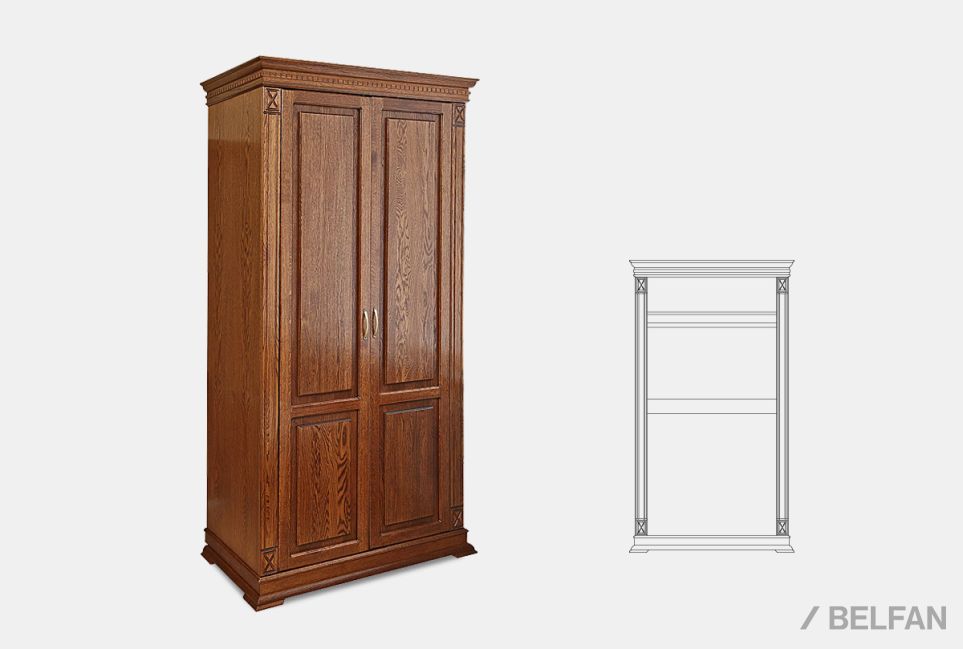 Шкаф для одежды 2-х дв. "Верди Люкс 2/4" массив и шпон дуба 1