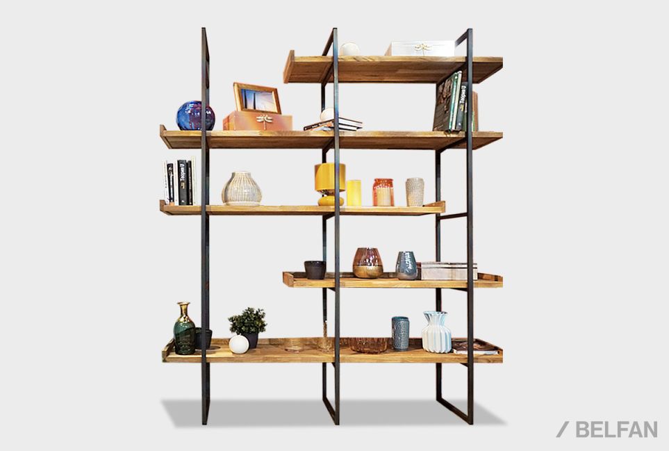 Стеллаж "Арт" 453 массив дуба, металл 1