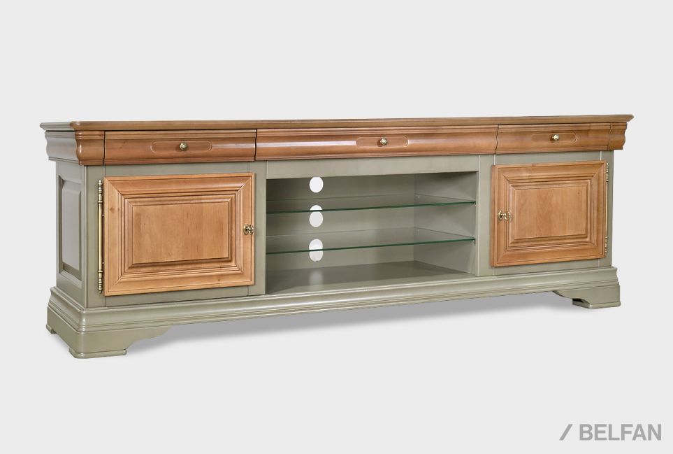 Тумба под ТВ "Оливия" массив и шпон ольхи 1