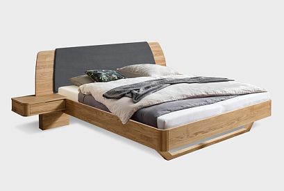 Кровать "Монблан" (с прикроватными тумбами); без основания, без матраса; (1600x2000); бейц-масло; Enjoy 24 Graphite