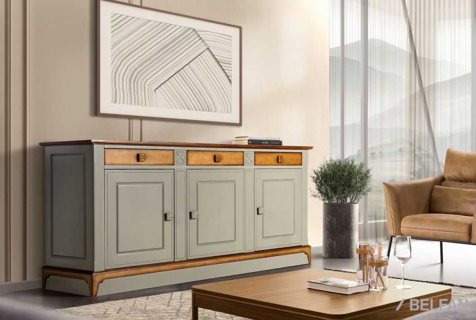 Тумба 3-х дверная "Бриансон" массив и шпон дуба, МДФ 1