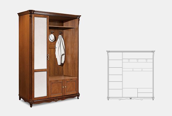 Шкаф комбинированный "Алези 1з" массив и шпон дуба 3