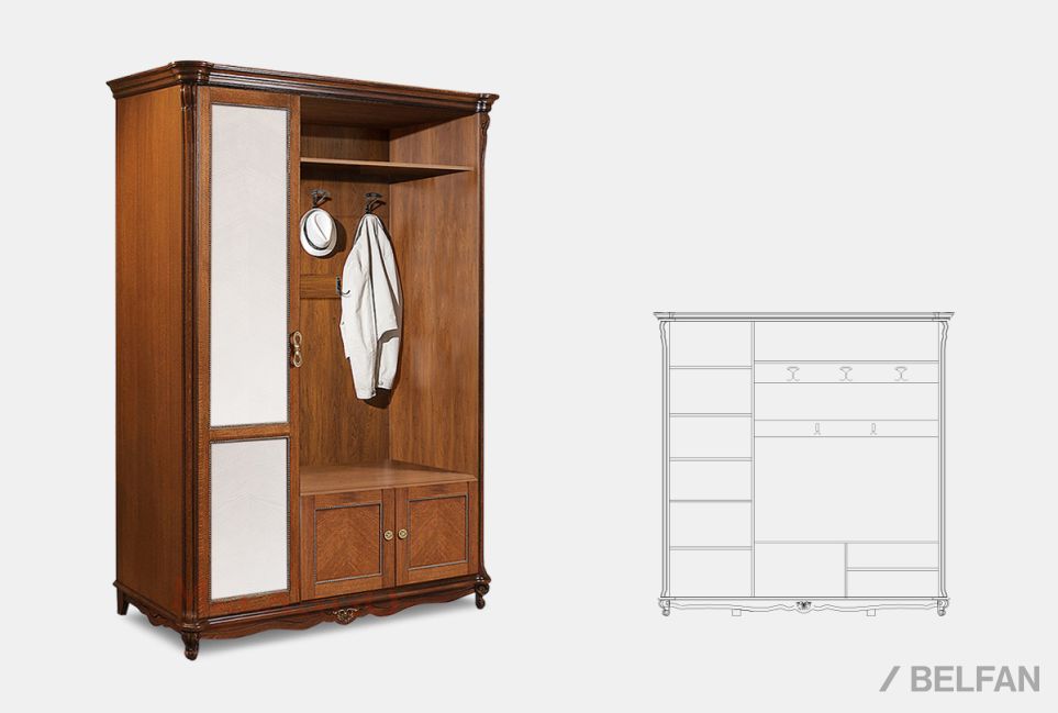 Шкаф комбинированный "Алези 1з" массив и шпон дуба 2