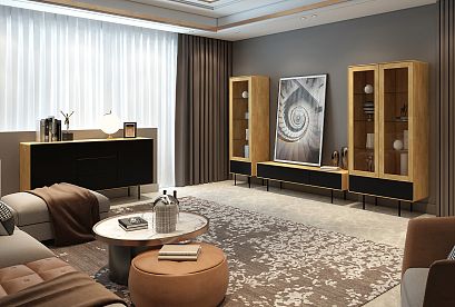 Тумба "Норман" 3 (с ящиками); дуб натуральный, чёрный