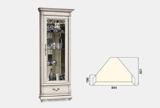 Шкаф с витриной угловой "Тэфи" массив и шпон дуба 4