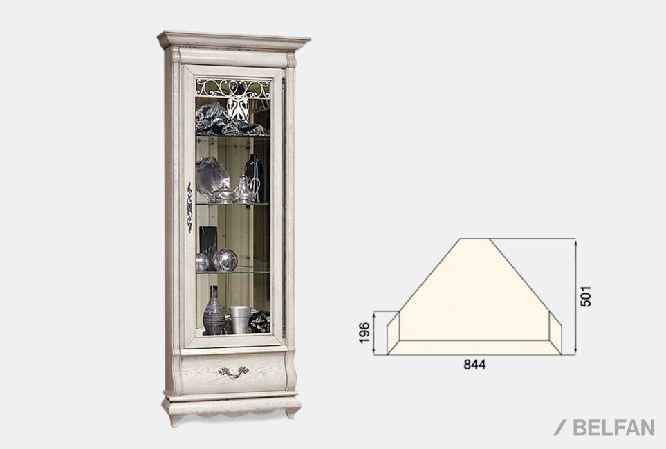 Шкаф с витриной угловой "Тэфи" массив и шпон дуба 4