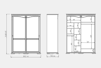 Шкаф-купе для одежды "Лика" 2-х дв. узкий