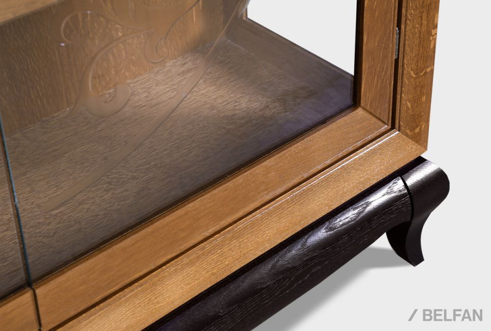 Тумба высокая "Соната" (стекло) массив и шпон дуба 5