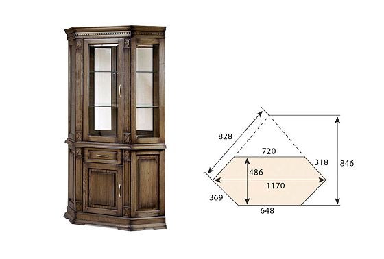 Шкаф комбинированный угловой "Верди Люкс 1уз" массив и шпон дуба 2