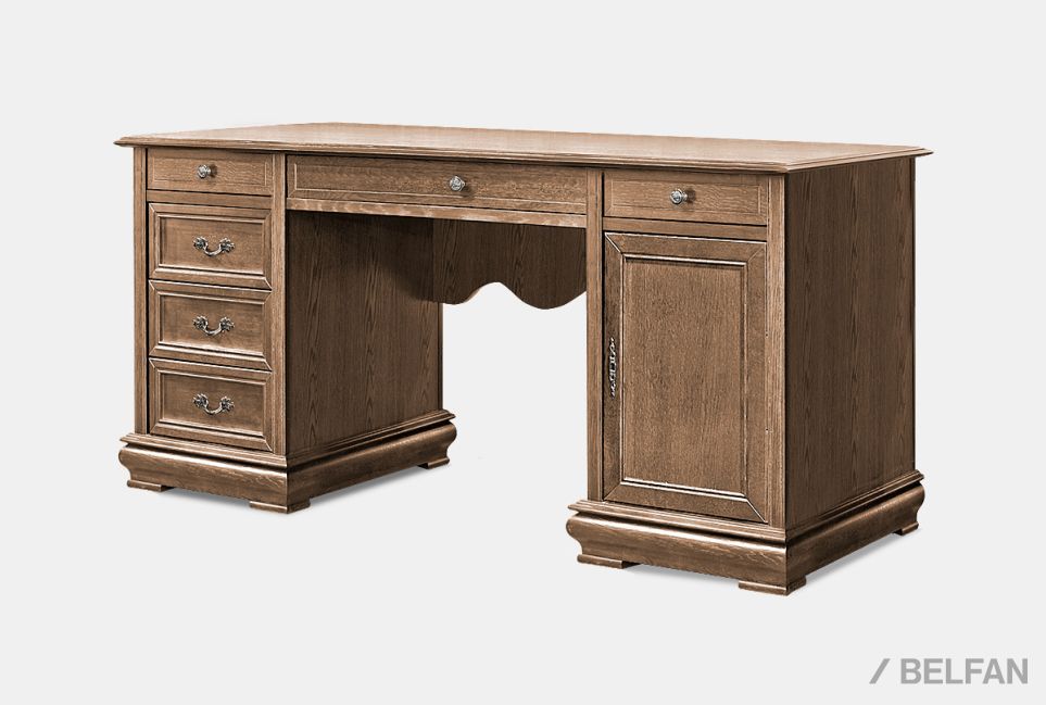 Стол письменный "Тэфи" (2 тумбы) массив и шпон дуба 1