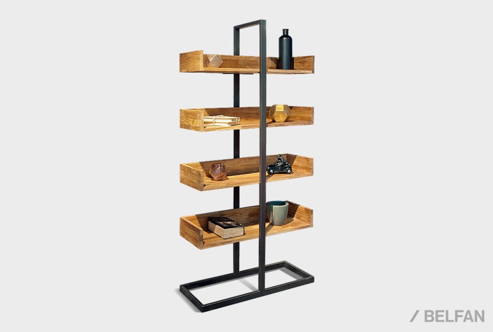 Стеллаж "Арт" 4-1 массив дуба, металл 1