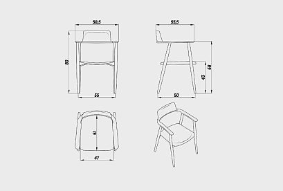Стул "Страсбург" с подлокотниками; дуб натуральный