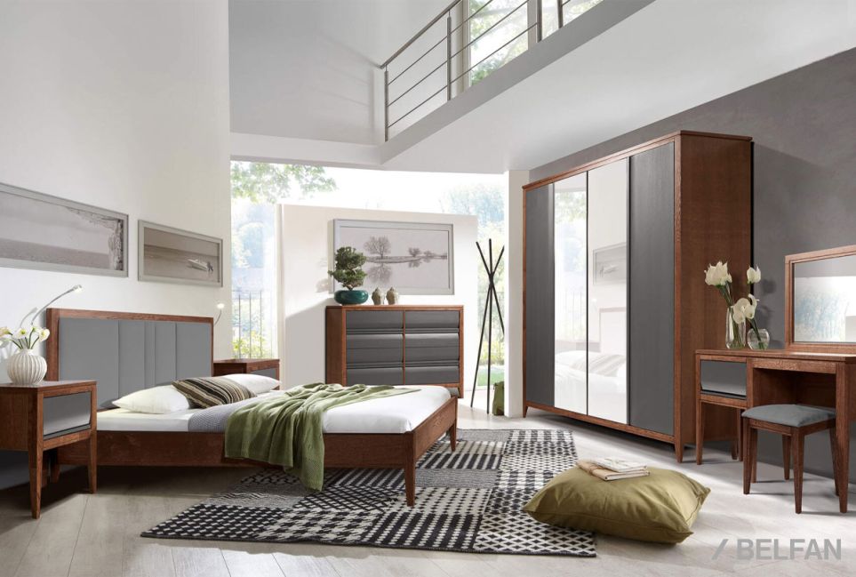 Шкаф для одежды 4-х дверный «Дакота» (с зеркалом) массив и шпон дуба, МДФ 3