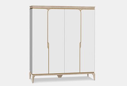 Шкаф для одежды 4-х дверный "Алекса"; *ММ-376-01/04Б; айвори+жемчужный дуб, золотая патина