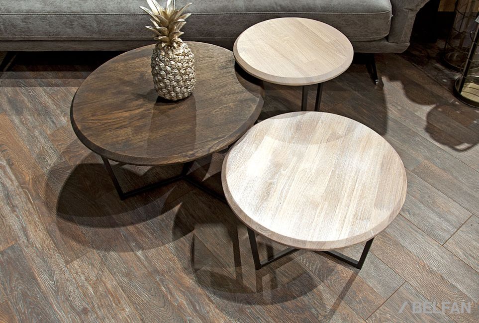 Стол журнальный "Арт" круглый 50 массив дуба, металл 2