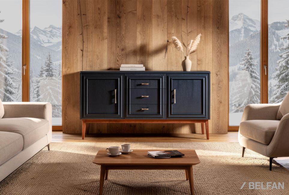 Тумба "Сакраменто" 3 (с ящиками) массив и шпон дуба, МДФ 1