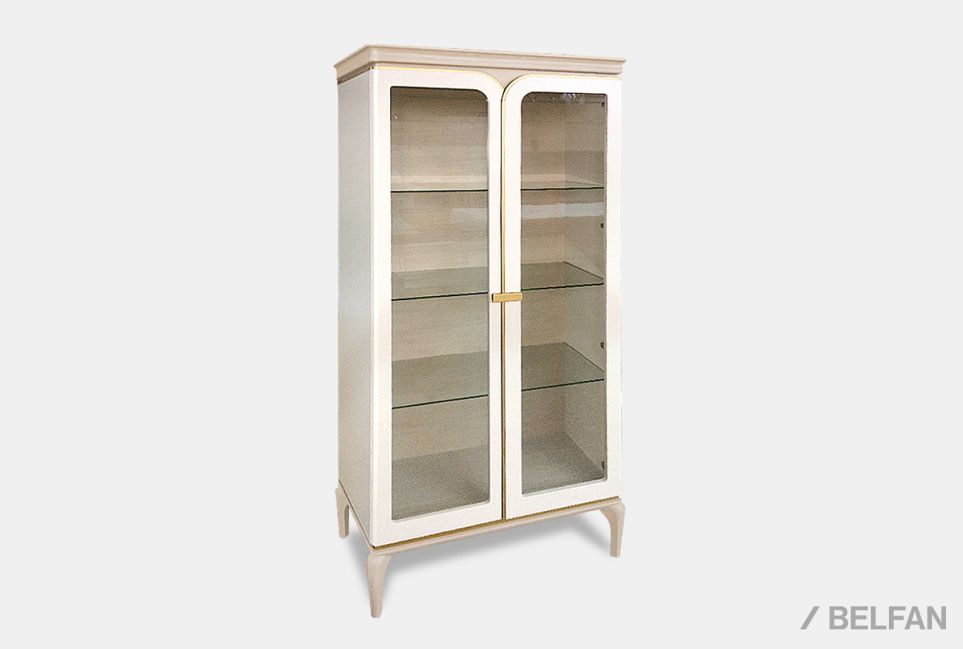 Шкаф с витриной 2-х дверный "Алекса" массив и шпон дуба, МДФ 2