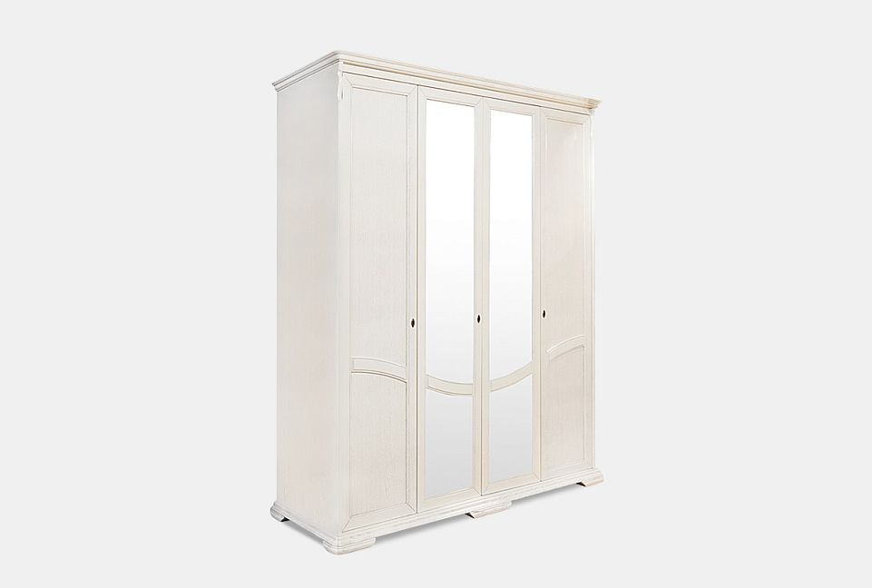 Шкаф для одежды 4-х дв. "Лика" (с зеркалом); изабелла с темной патиной