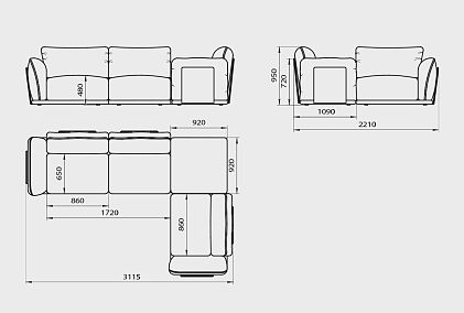"Ферре" диван 3-х местный с пуфом