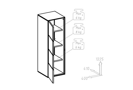 Шкаф навесной "Гринвуд" (левый) массив дуба 19