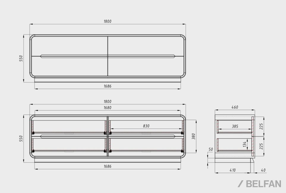 Тумба под ТВ "Монблан" 180 массив дуба 3