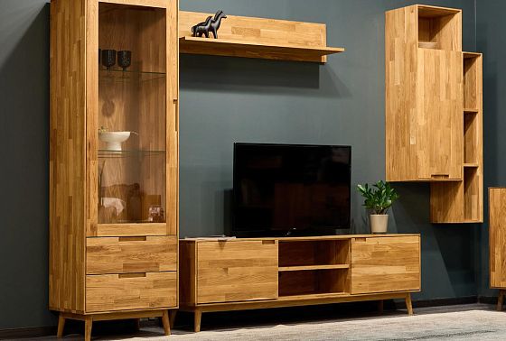 Шкаф с витриной 1-но дверный "Ирвинг" (левый) массив дуба 3