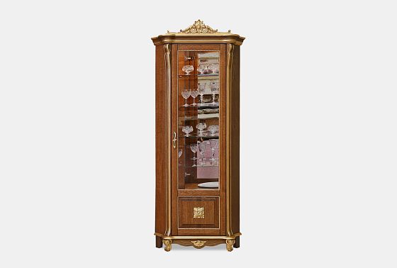 Шкаф с витриной угловой "Алези 10 Люкс" (правый) массив и шпон дуба 4