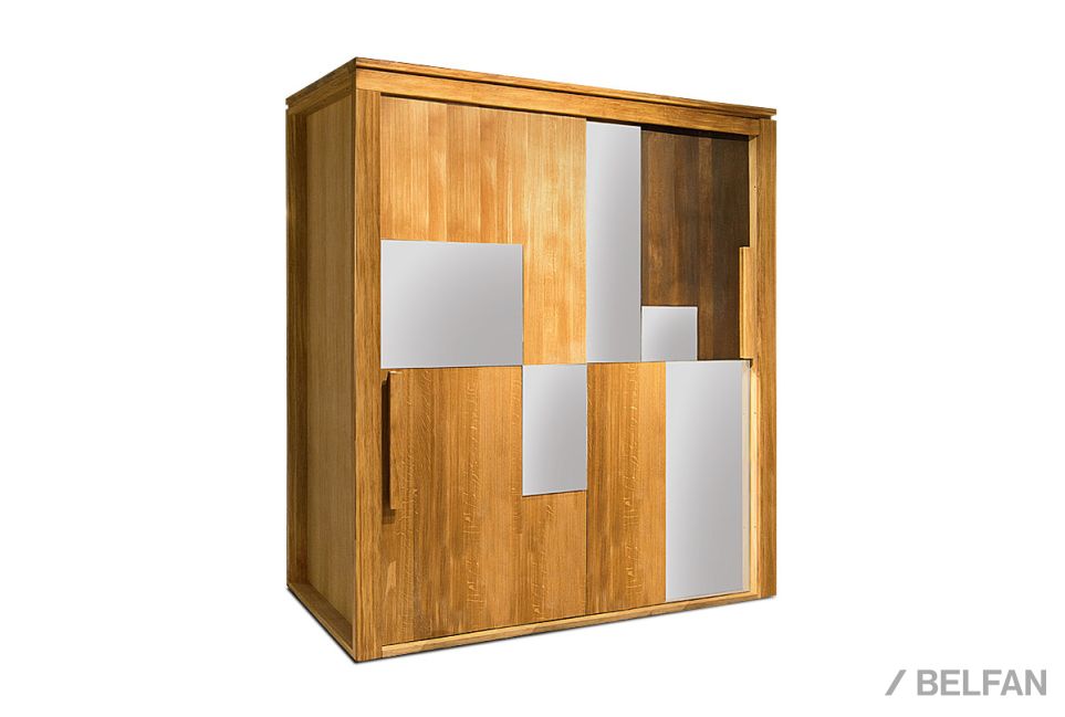 Шкаф-купе "Берген" (с зеркалом) массив и шпон дуба 1