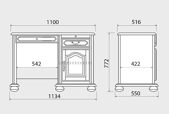 Стол письменный "Давиль" 1420 массив и шпон дуба 3