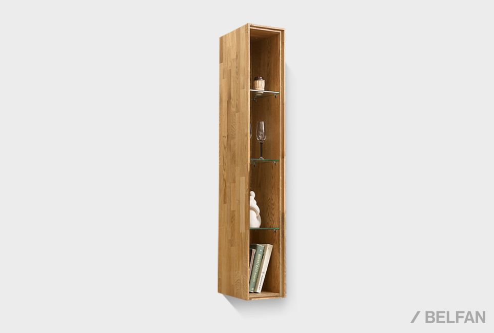 Шкаф навесной узкий "Ирвинг" 4 (стекло) массив дуба, стекло 1