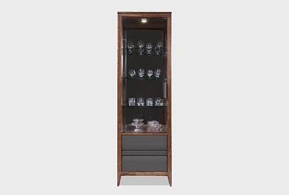 Витрина 1-но дверная «Дакота» (левая); *ГМ 1621Е-01; мадуро, серый оникс