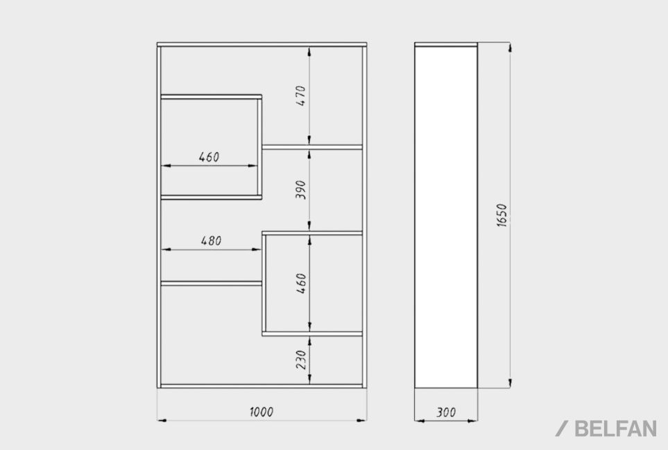 Стеллаж "Арт" (фигурный) массив дуба 3