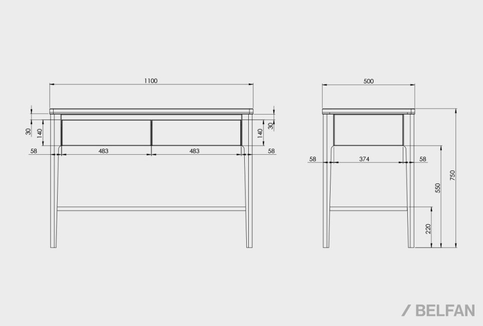 Стол-консоль "Уоллстрит" массив дуба, МДФ 2