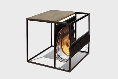 Стол журнальный "Арт" c газетницей; *КМ-009.253; серый дуб, чёрный металл