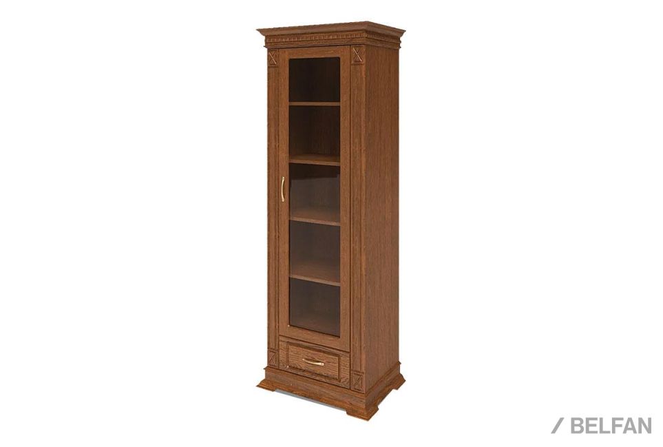 Шкаф для книг "Верди Люкс 1/1" массив и шпон дуба 1