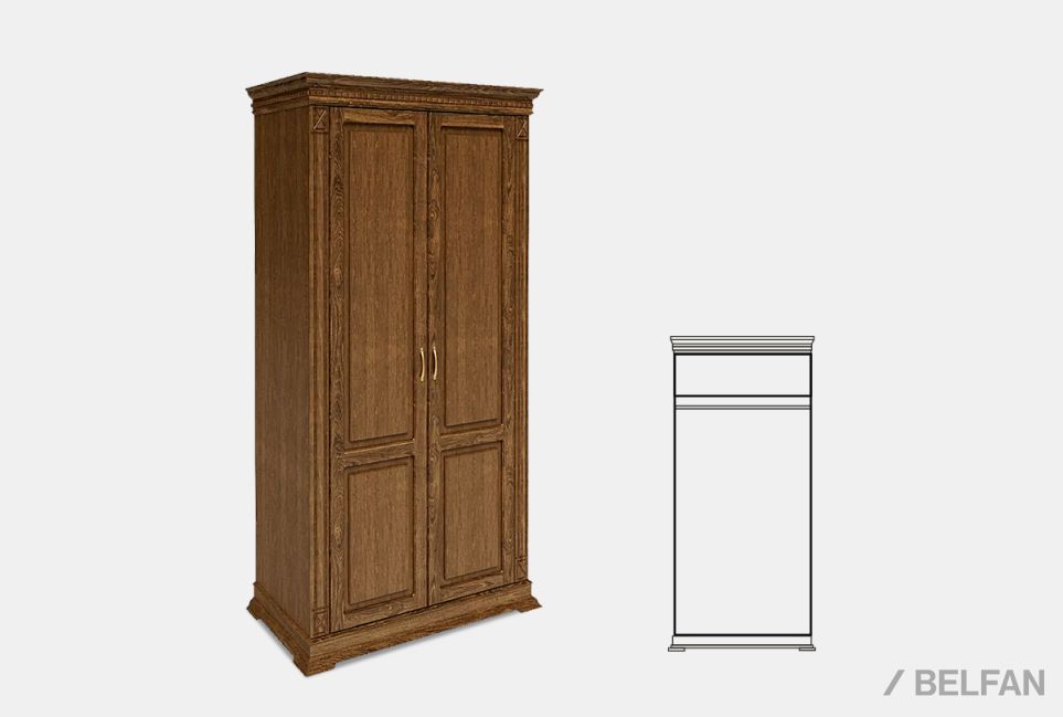 Шкаф 2-х дверный "Верди Люкс" массив и шпон дуба 2