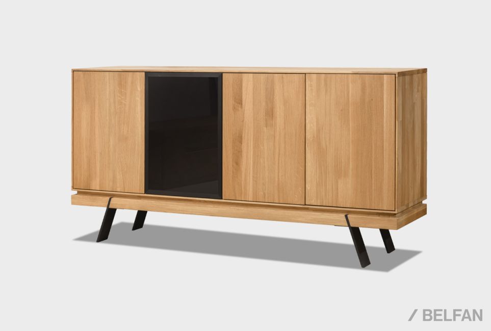 Тумба "Этна" массив дуба, металл 2