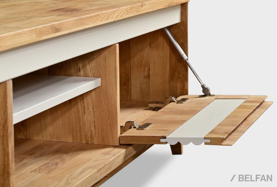 Тумба под ТВ "Уоллстрит" 170 (с нишей) массив дуба, МДФ 4