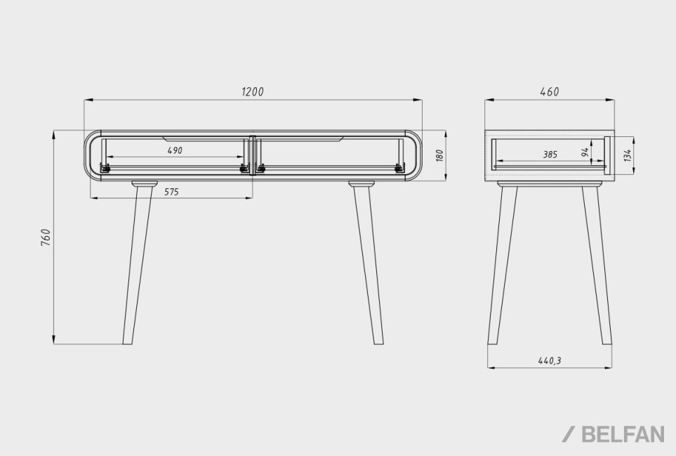 Стол туалетный "Монблан" массив дуба 5