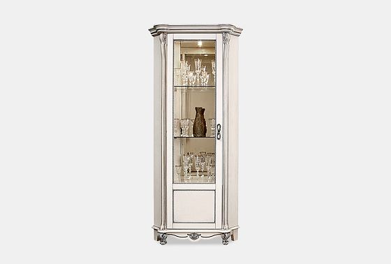 Шкаф с витриной угловой "Алези 10" (левый) массив дуба 3