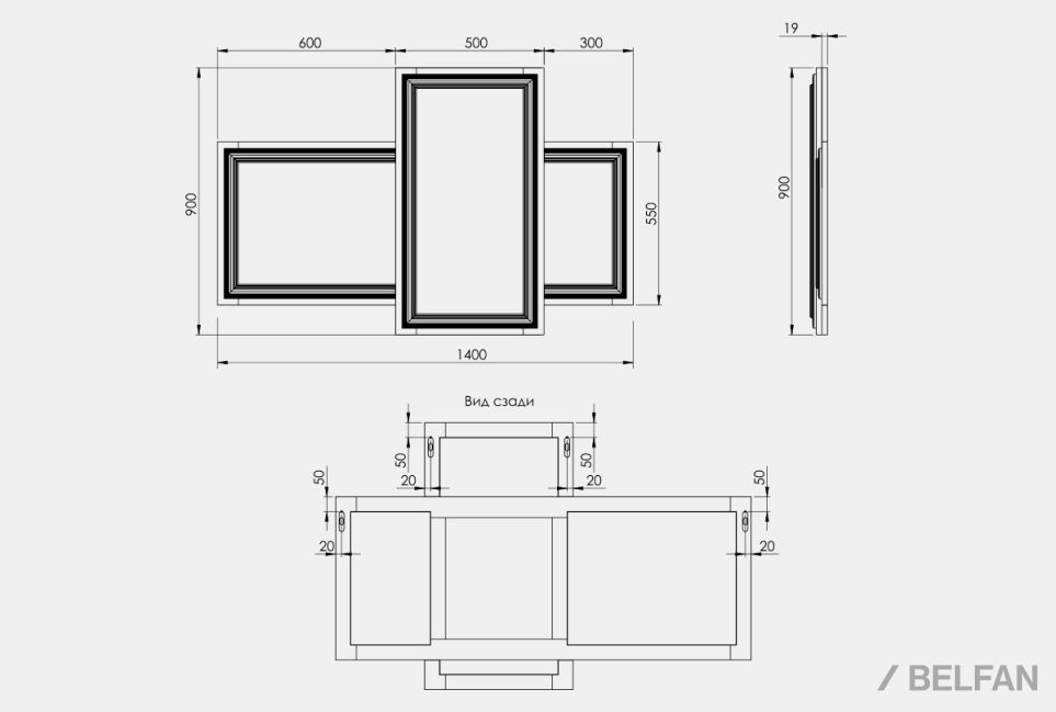 Зеркало настенное "Сакраменто" МДФ 3