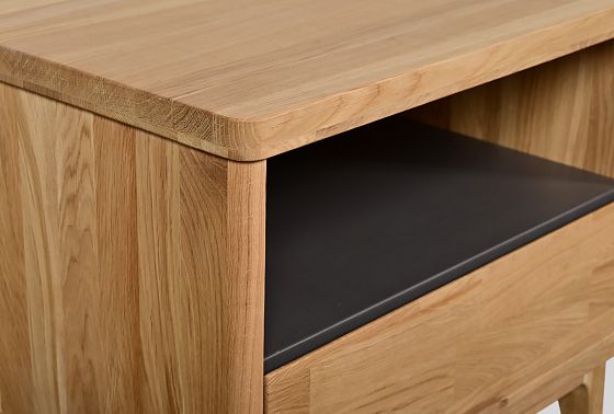 Тумба прикроватная "Уоллстрит" (с нишей) массив дуба, МДФ 7