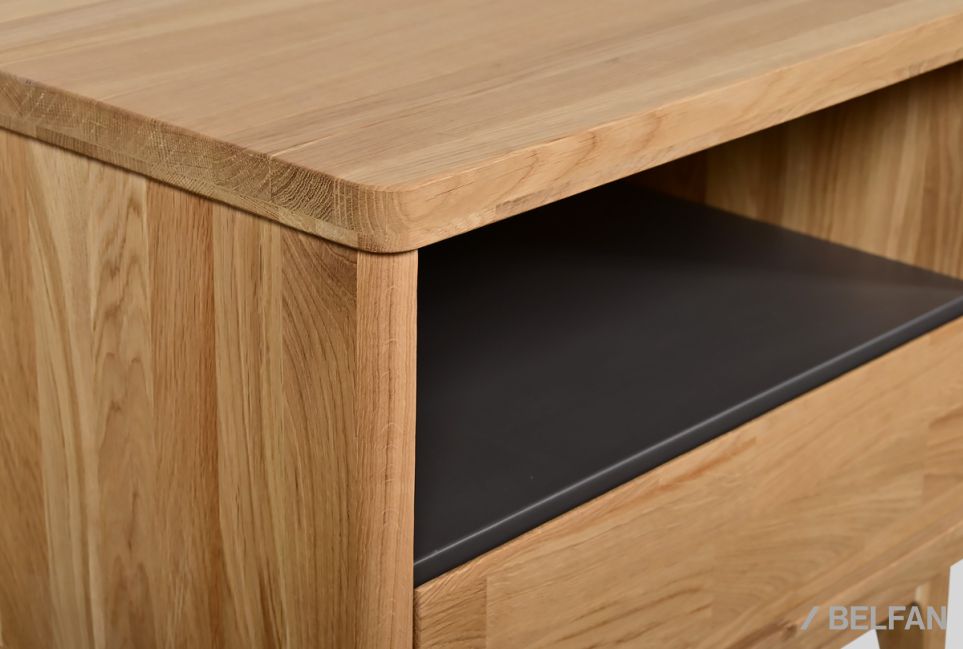 Тумба прикроватная "Уоллстрит" (с нишей) массив дуба, МДФ 4