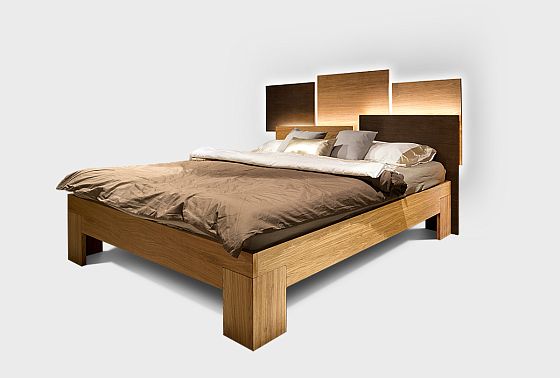 Кровать "Берген" 180 (с подсветкой) шпон дуба 3