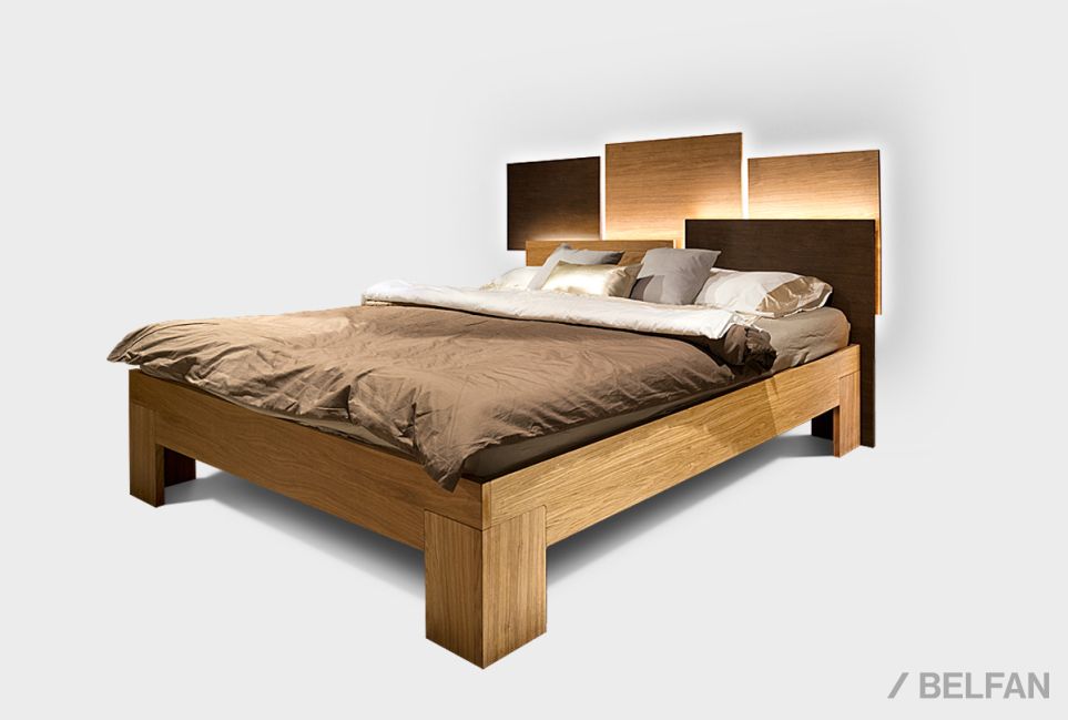 Кровать "Берген" 180 (с подсветкой) шпон дуба 1