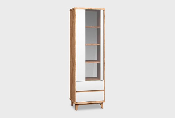 Шкаф с витриной 1-но дверный "Уоллстрит" (левый) массив дуба, МДФ 6